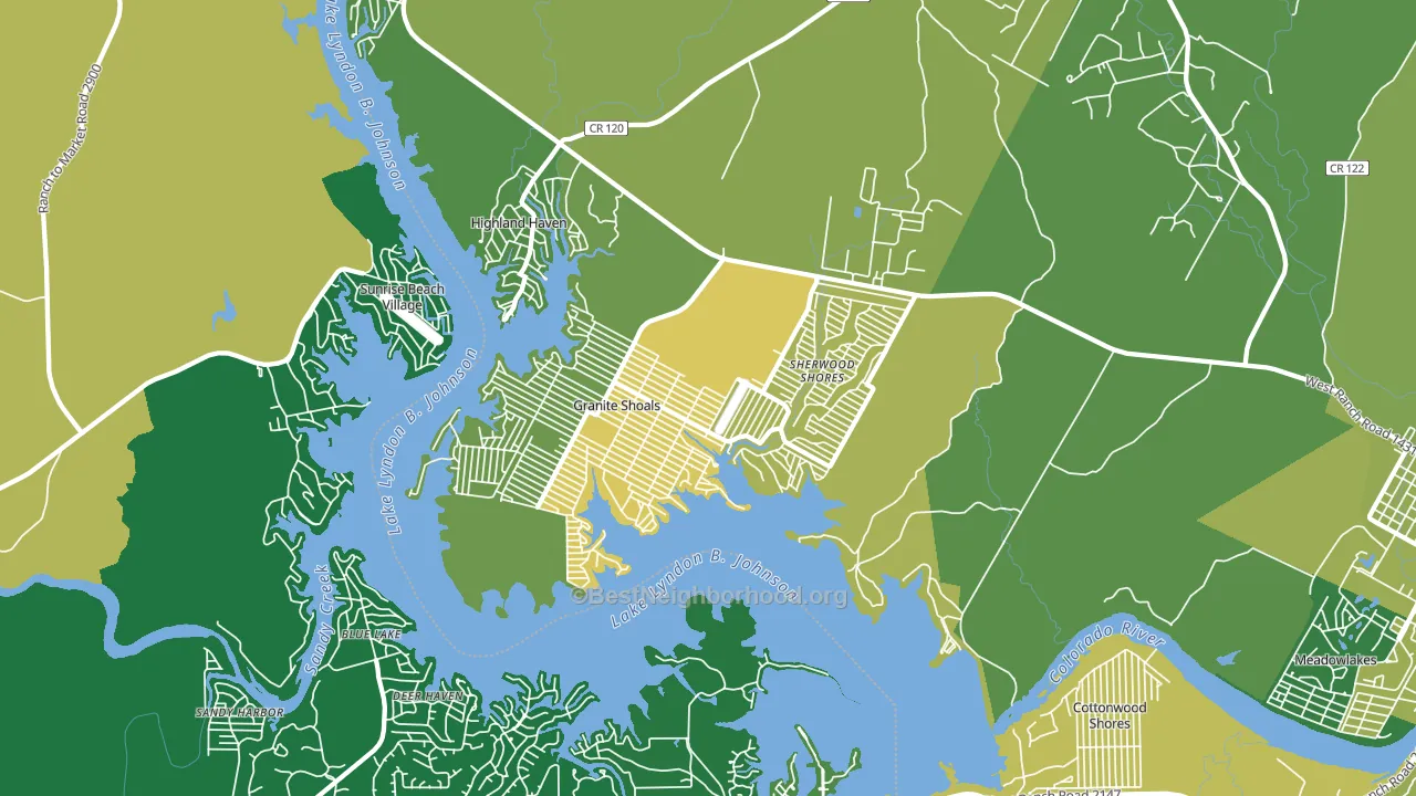 Granite Shoals, TX block-group voter-turnout map