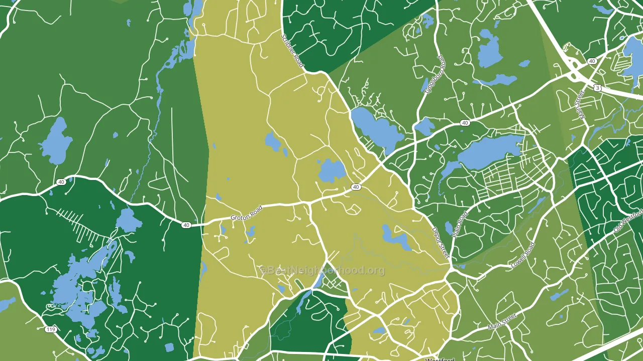 Graniteville, MA block-group voter-turnout map