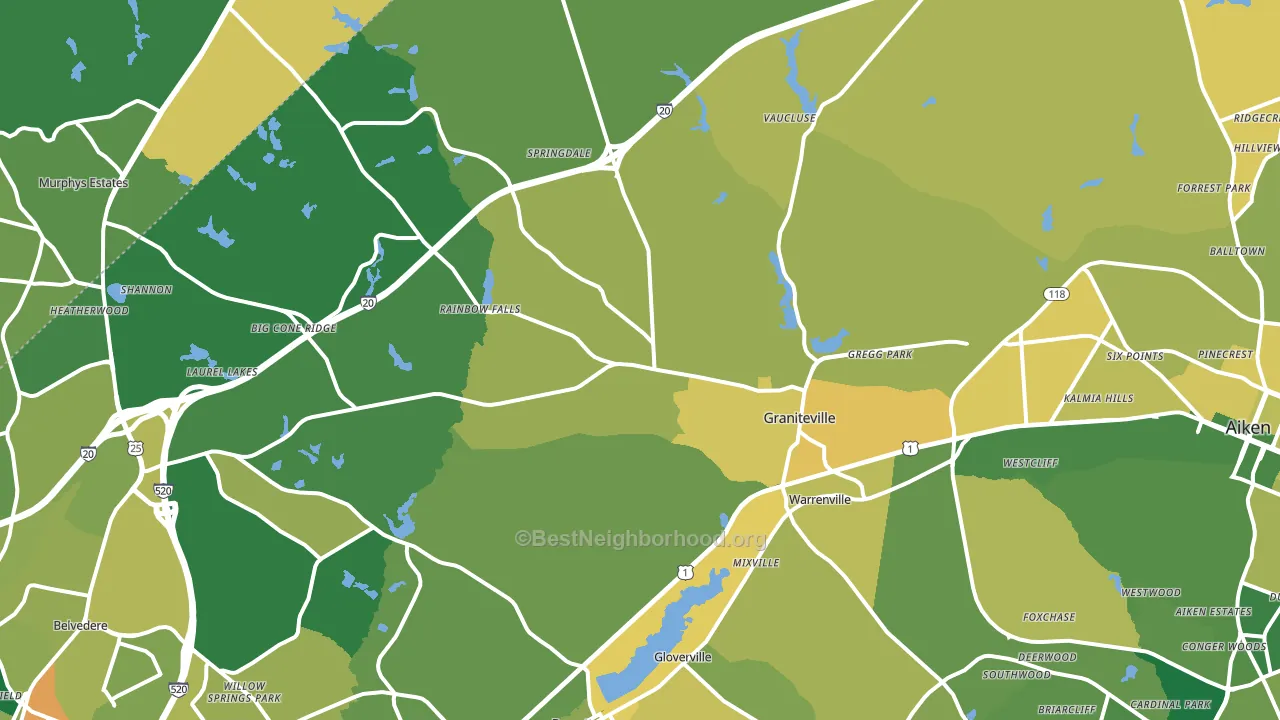 Graniteville, SC block-group voter-turnout map
