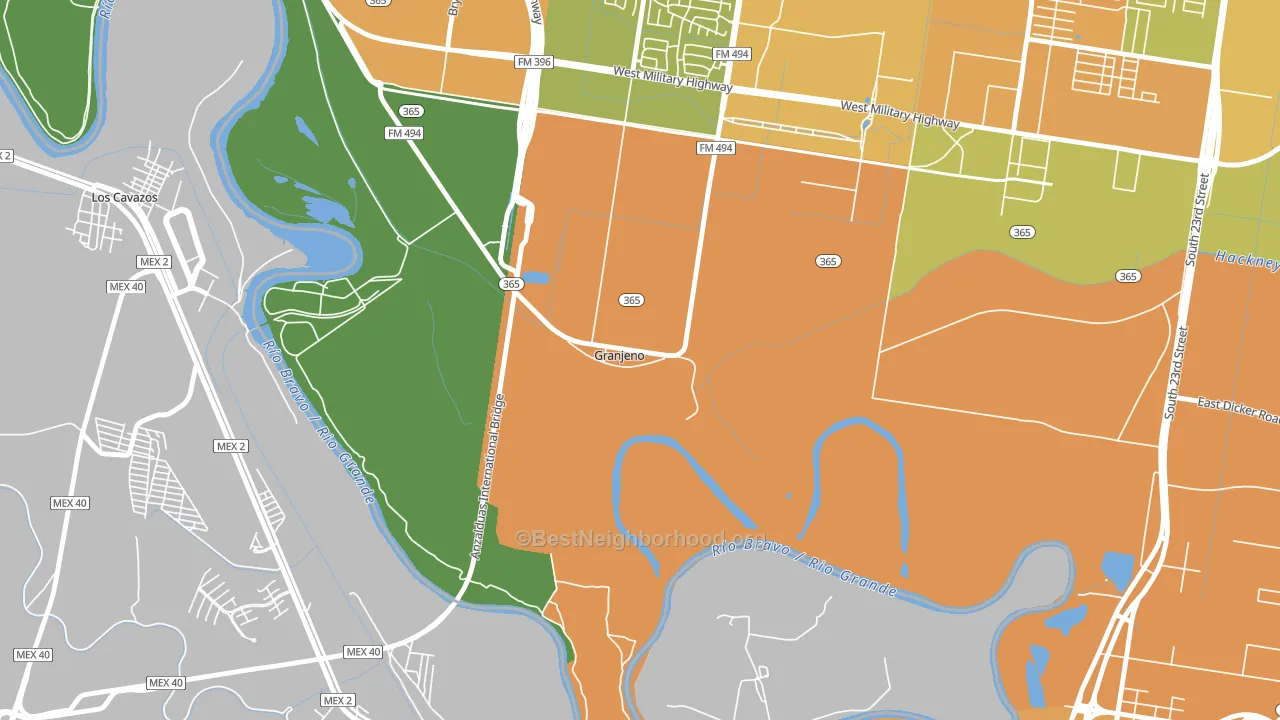 Granjeno, TX block-group voter-turnout map