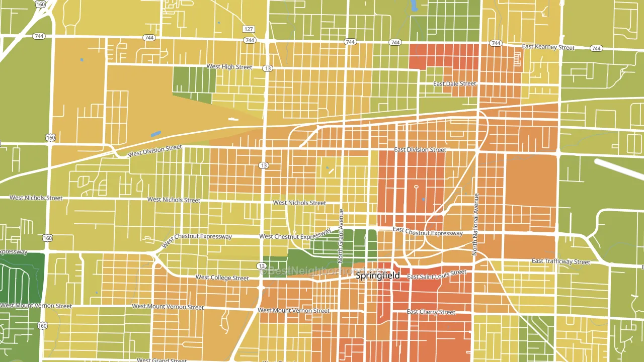 Grant Beach, Springfield, MO block-group voter-turnout map