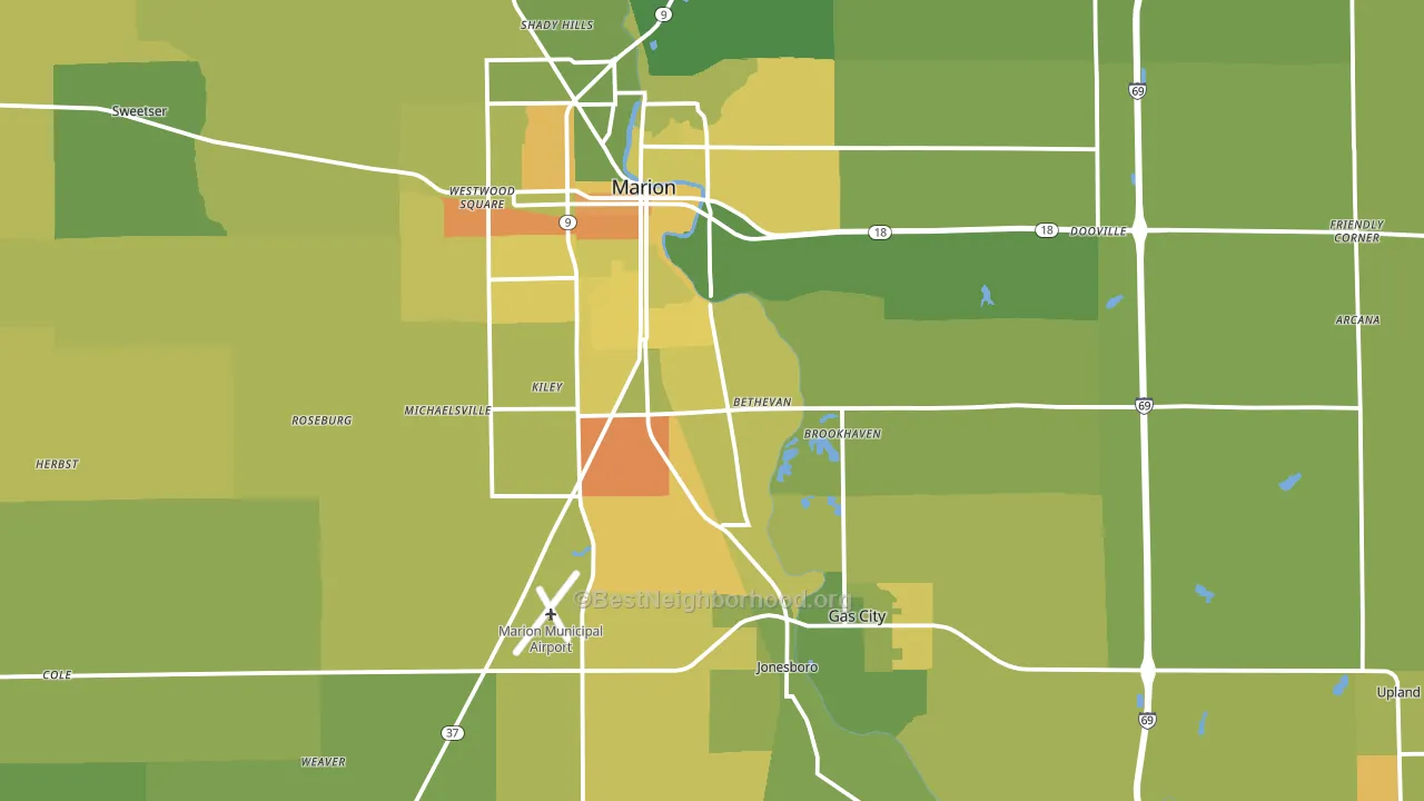 Grant County, IN block-group voter-turnout map