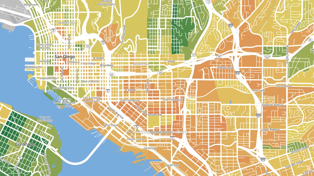 Grant Hill, San Diego, CA block-group voter-turnout map