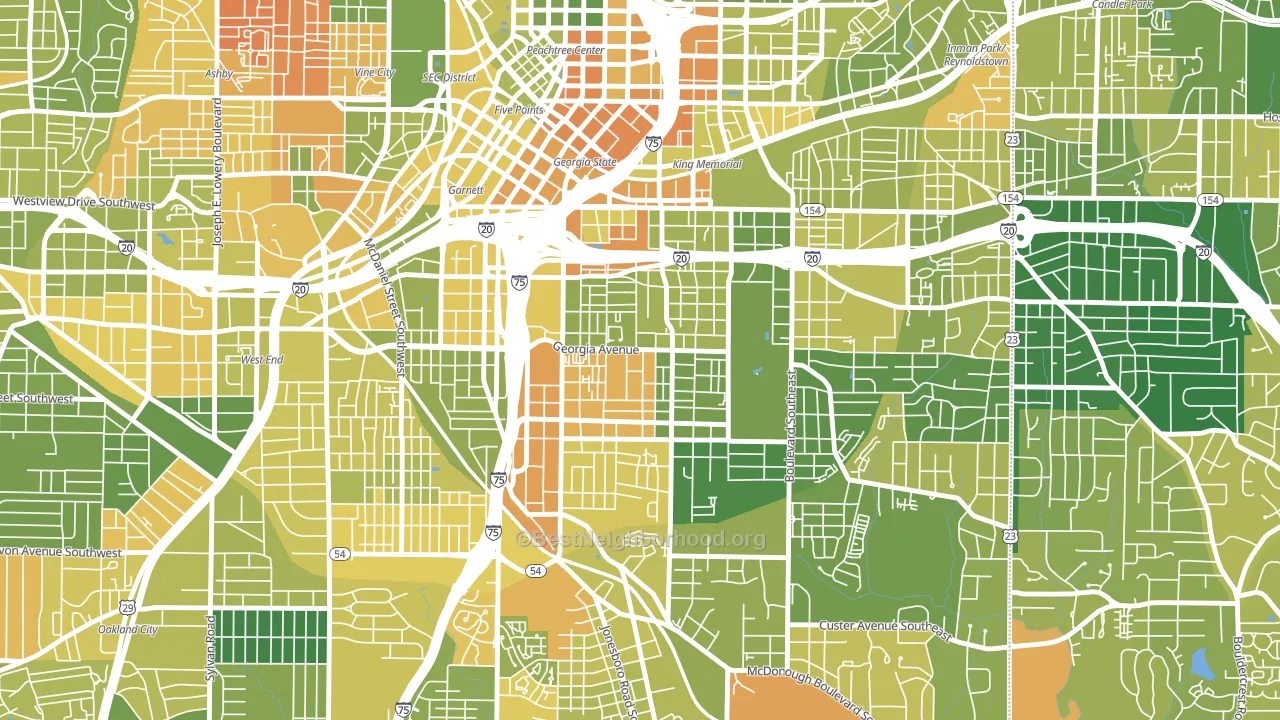 Grant Park, Atlanta, GA block-group voter-turnout map