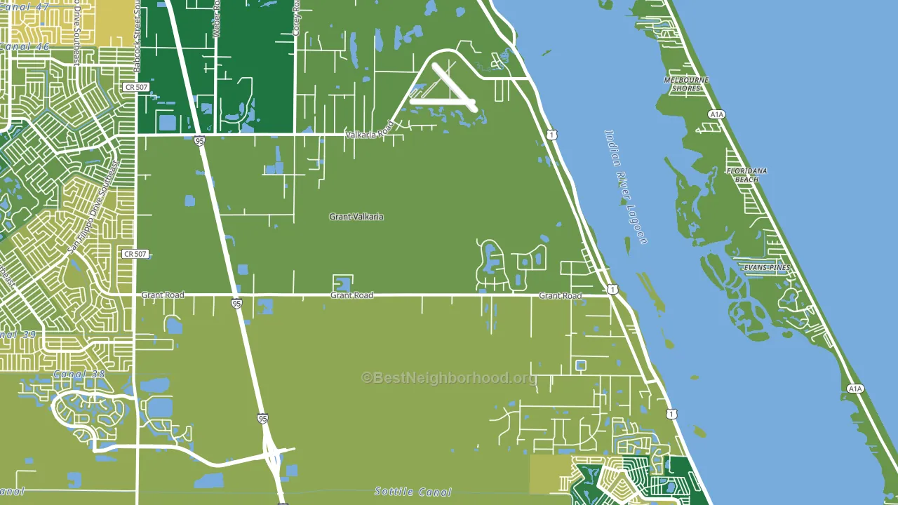 Grant-Valkaria, FL block-group voter-turnout map