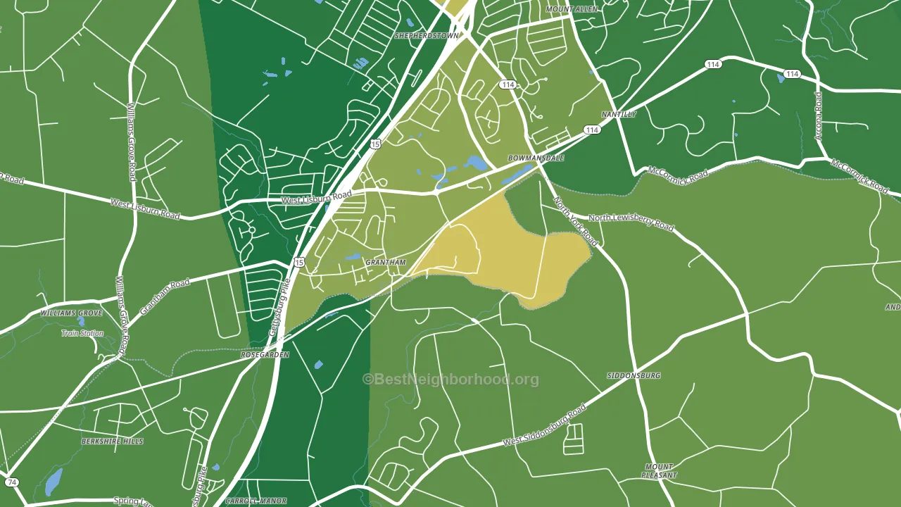 Grantham, PA block-group voter-turnout map