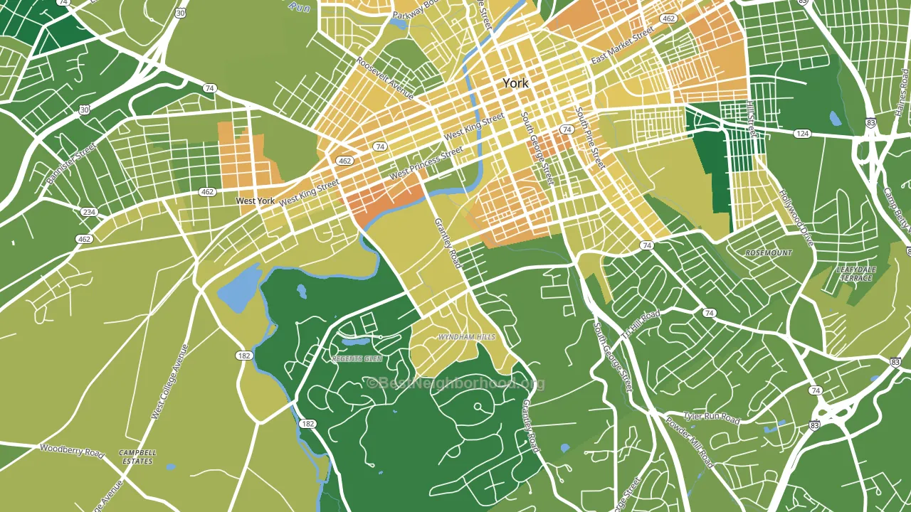 Grantley, York, PA block-group voter-turnout map