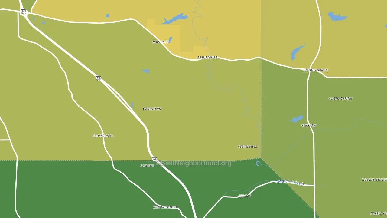 Grantsburg, IL block-group voter-turnout map