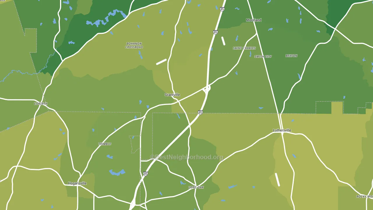 Grantville, GA block-group voter-turnout map