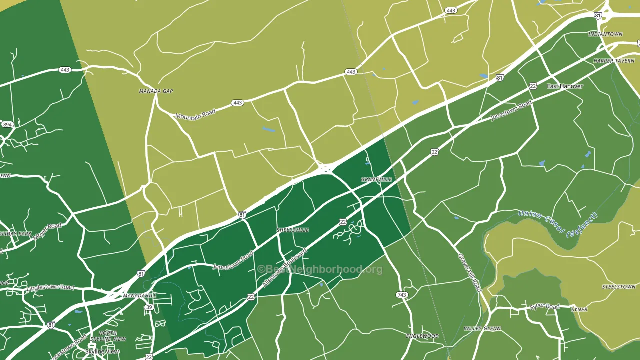 Grantville, PA block-group voter-turnout map