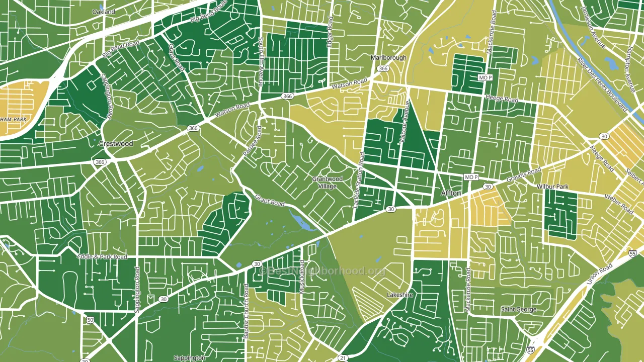 Grantwood Village, MO block-group voter-turnout map