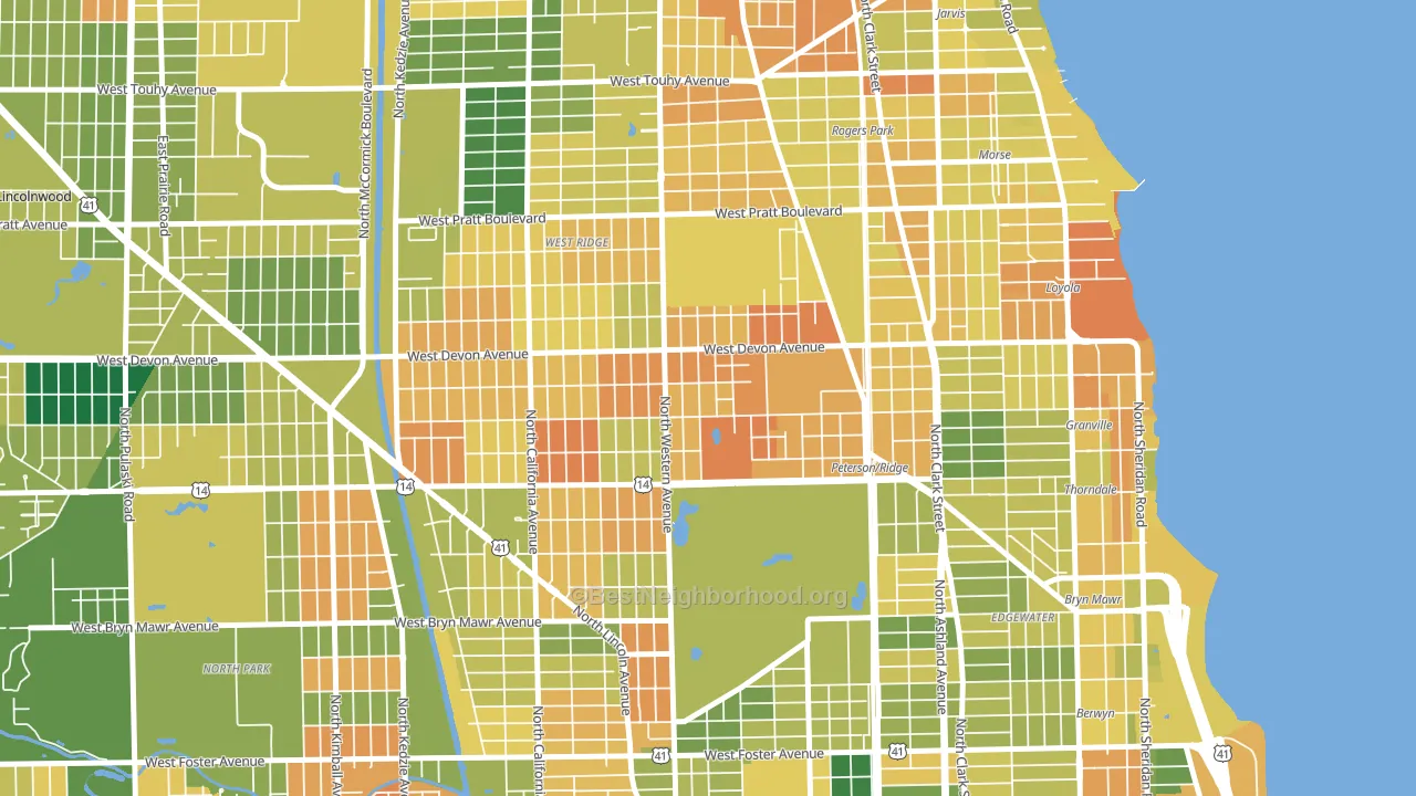 Granville Gardens, Chicago, IL block-group voter-turnout map