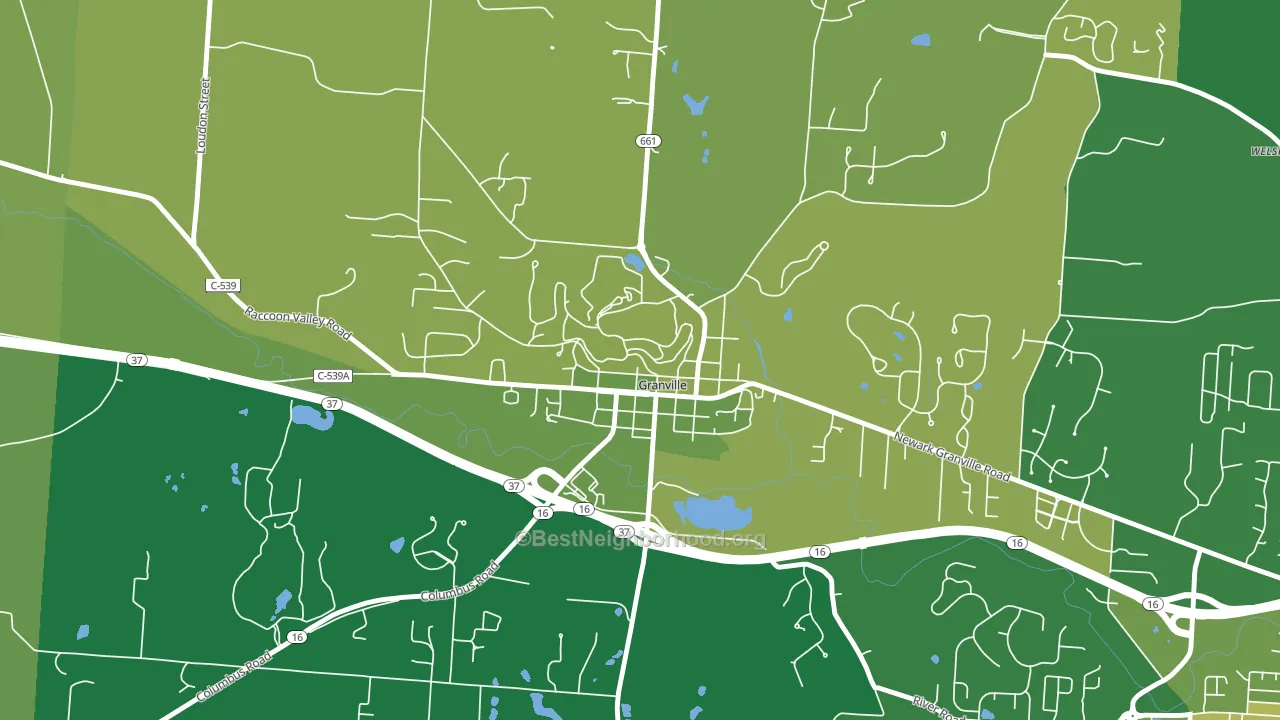 Granville Historic District, Granville, OH block-group voter-turnout map