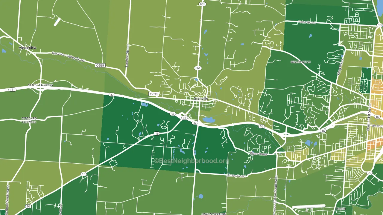 Granville, OH block-group voter-turnout map