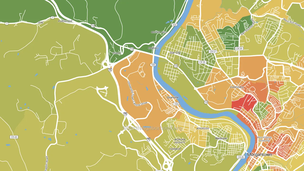 Granville, WV block-group voter-turnout map