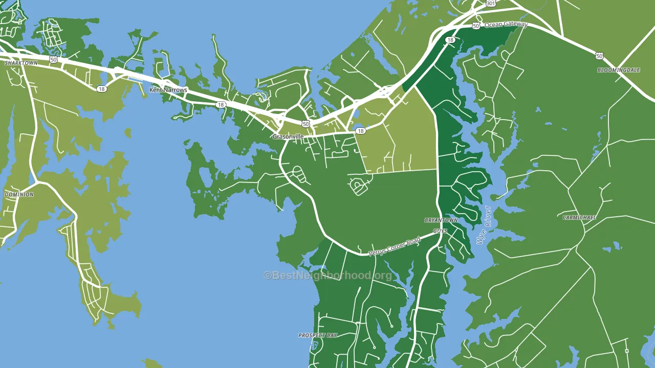Grasonville, MD block-group voter-turnout map