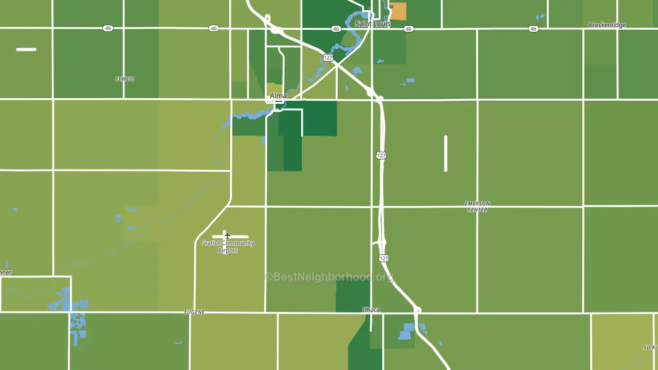 Gratiot County, MI block-group voter-turnout map