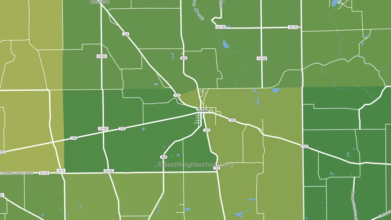 Gratis, OH block-group voter-turnout map