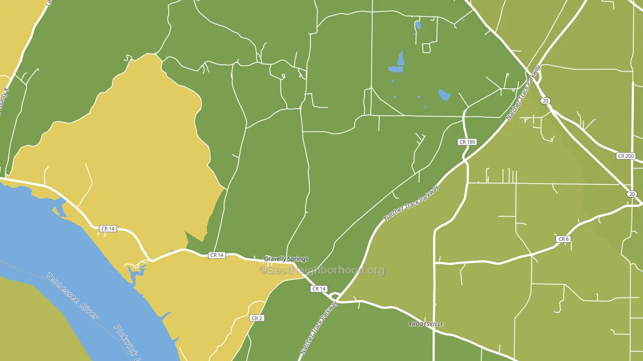 Gravelly Springs, AL block-group voter-turnout map
