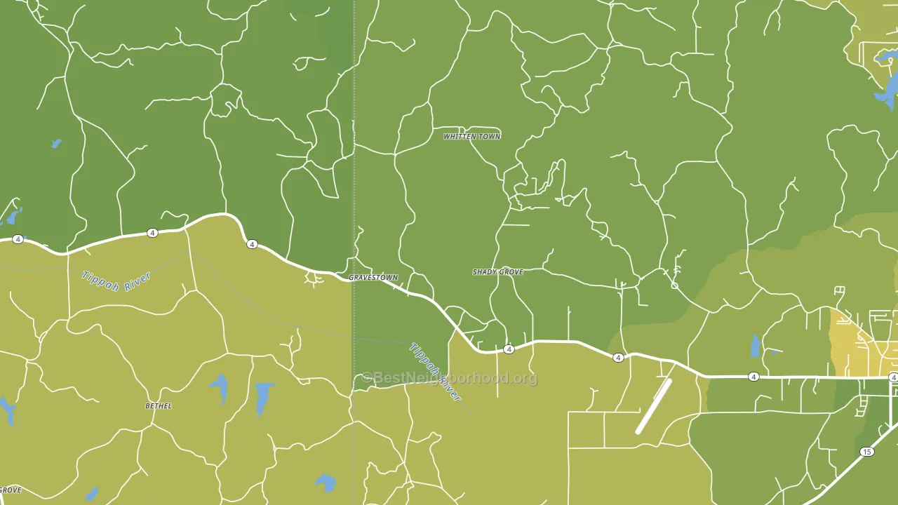 Gravestown, MS block-group voter-turnout map