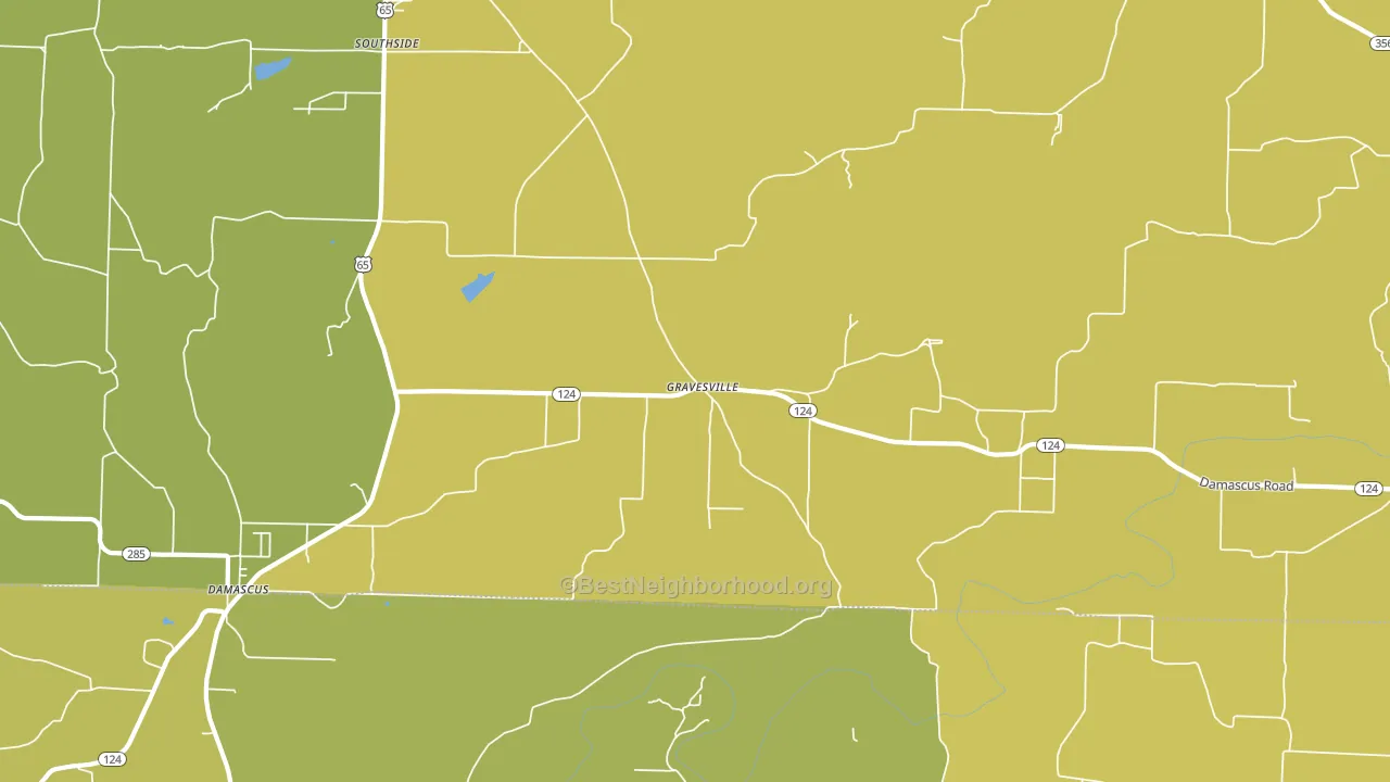 Gravesville, AR block-group voter-turnout map
