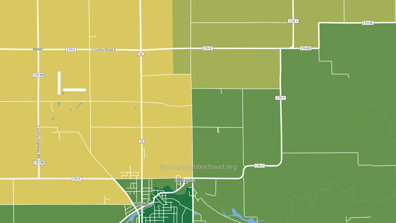 Gravesville, WI block-group voter-turnout map