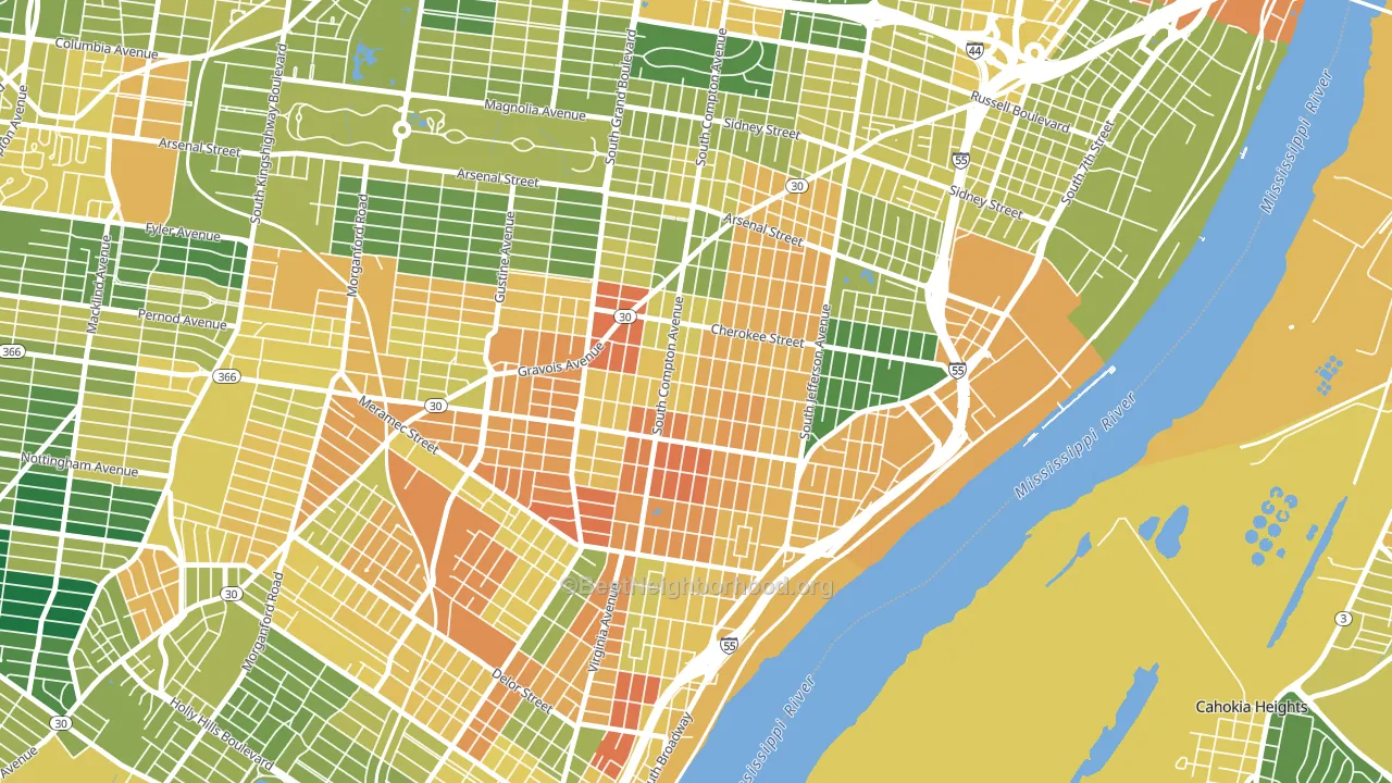 Gravois Park, St. Louis, MO block-group voter-turnout map