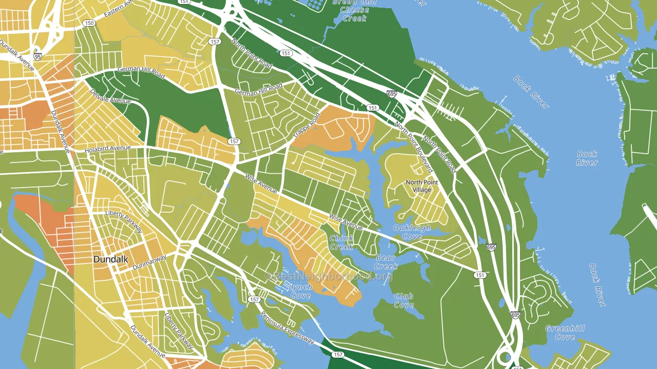 Gray Haven, Dundalk, MD block-group voter-turnout map