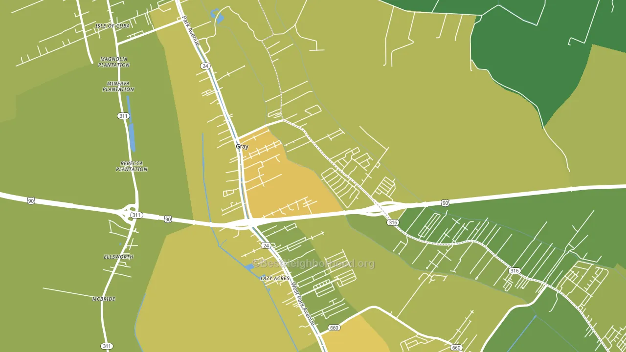 Gray, LA block-group voter-turnout map