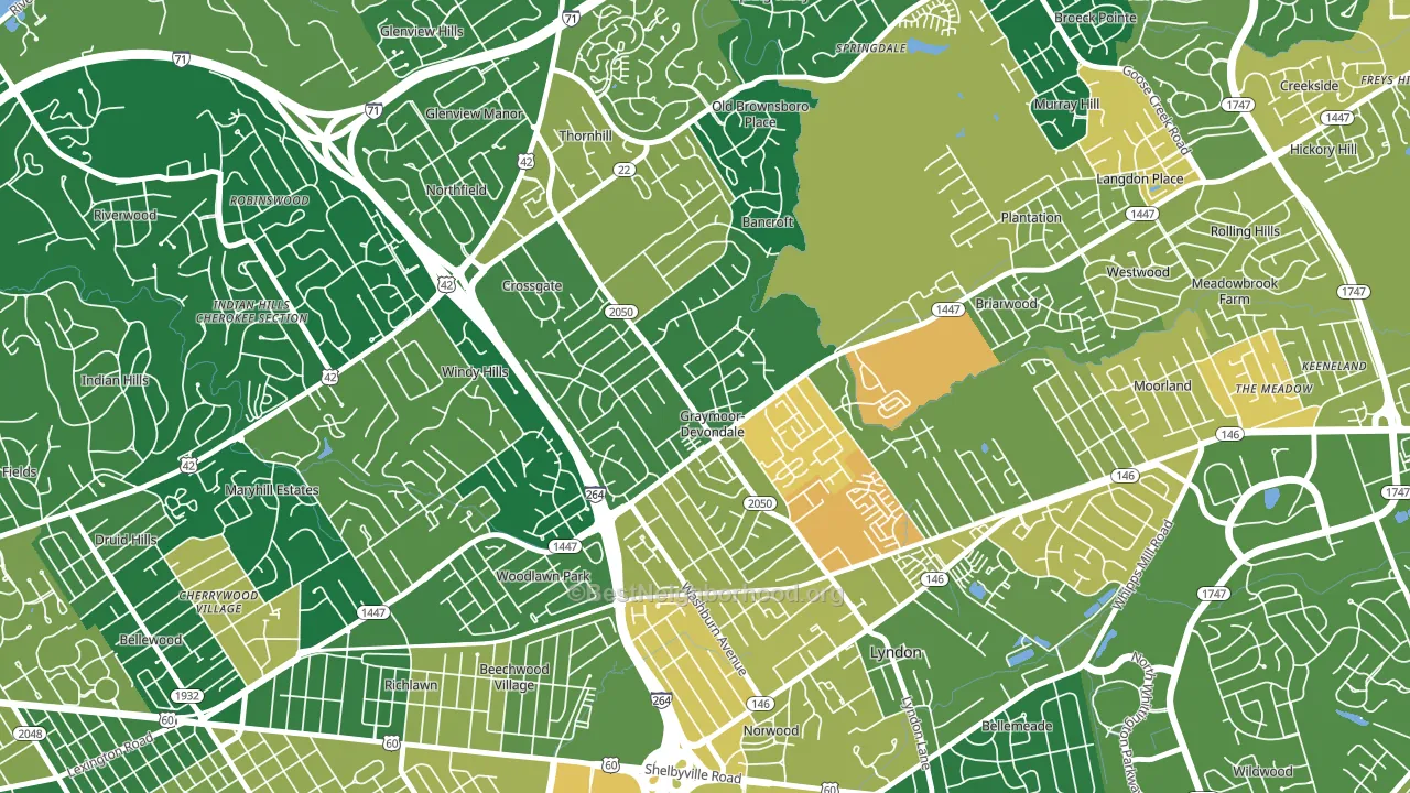 Graymoor-Devondale, KY block-group voter-turnout map
