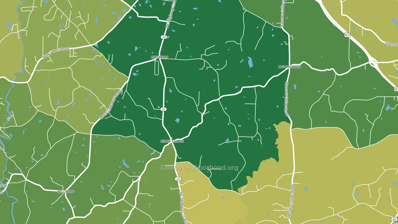 Grays Chapel, NC block-group voter-turnout map