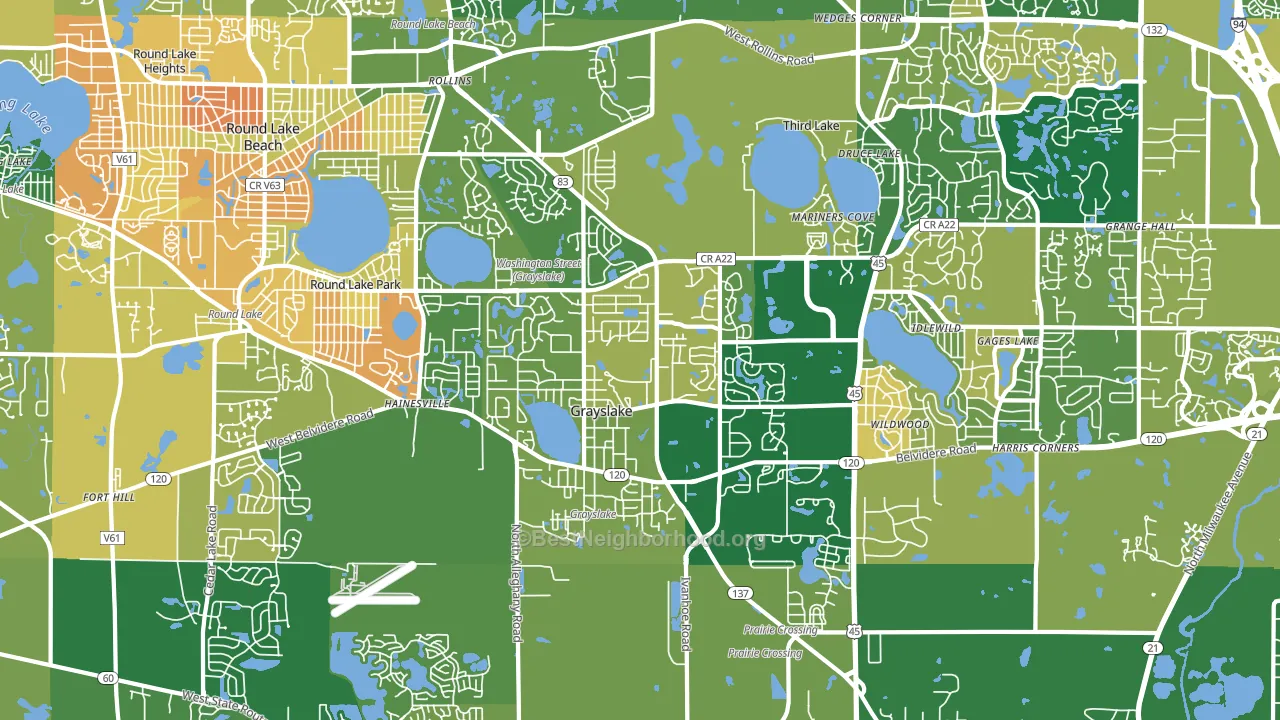 Grayslake, IL block-group voter-turnout map