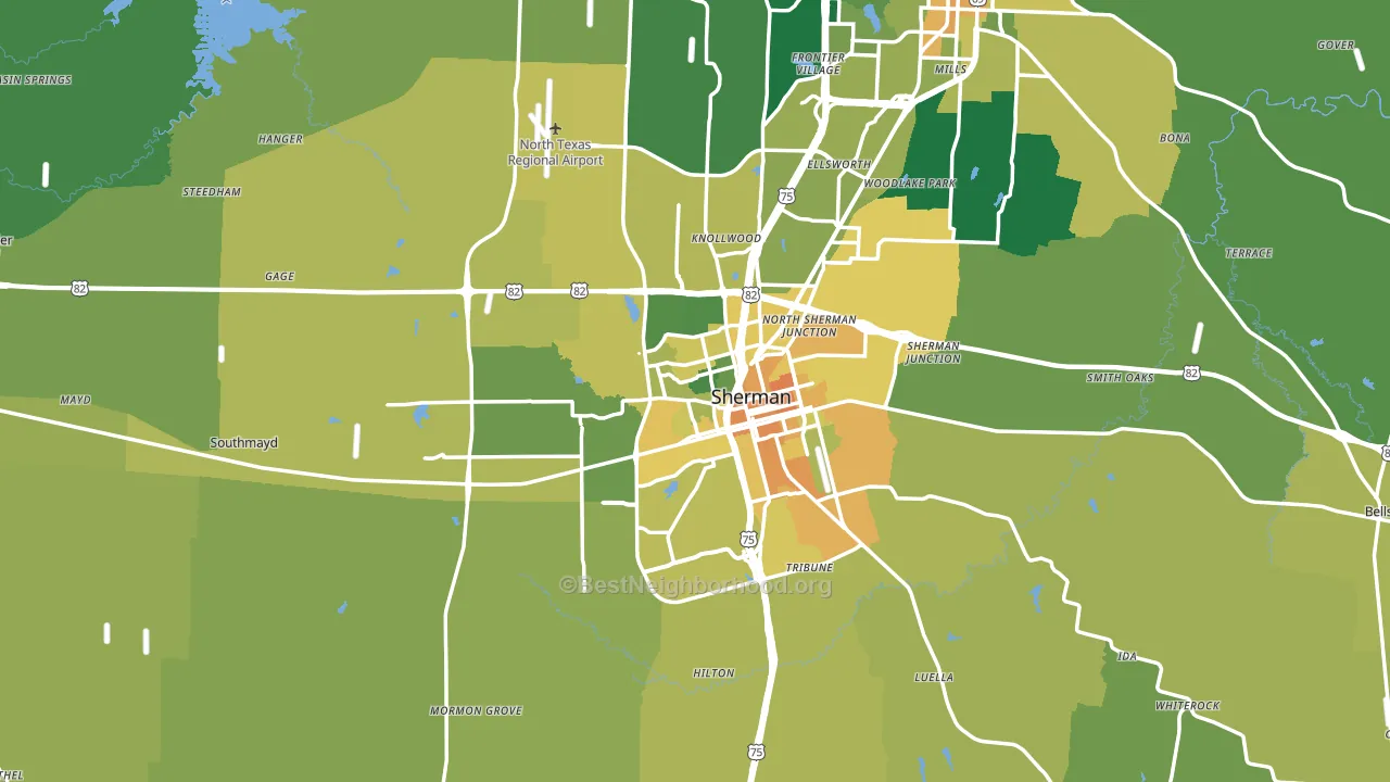 Grayson County, TX block-group voter-turnout map