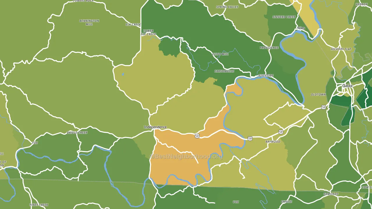 Grayson County, VA block-group voter-turnout map