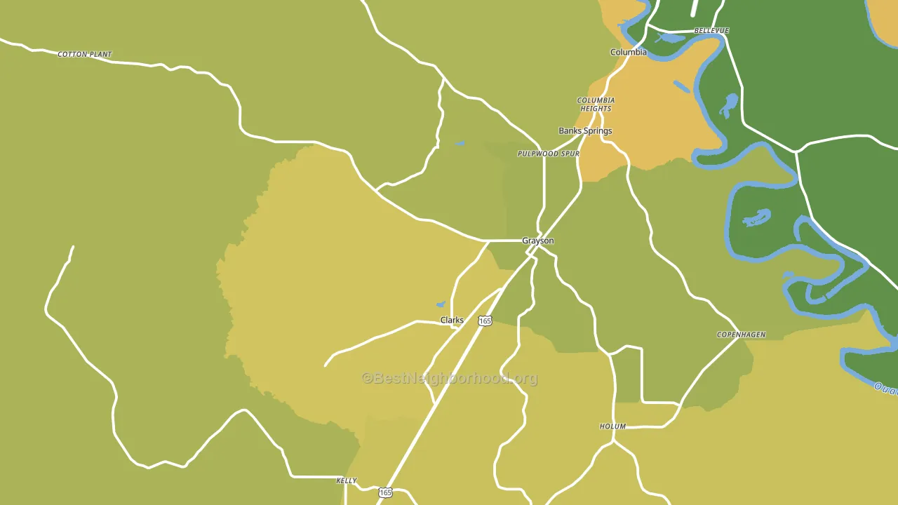 Grayson, LA block-group voter-turnout map