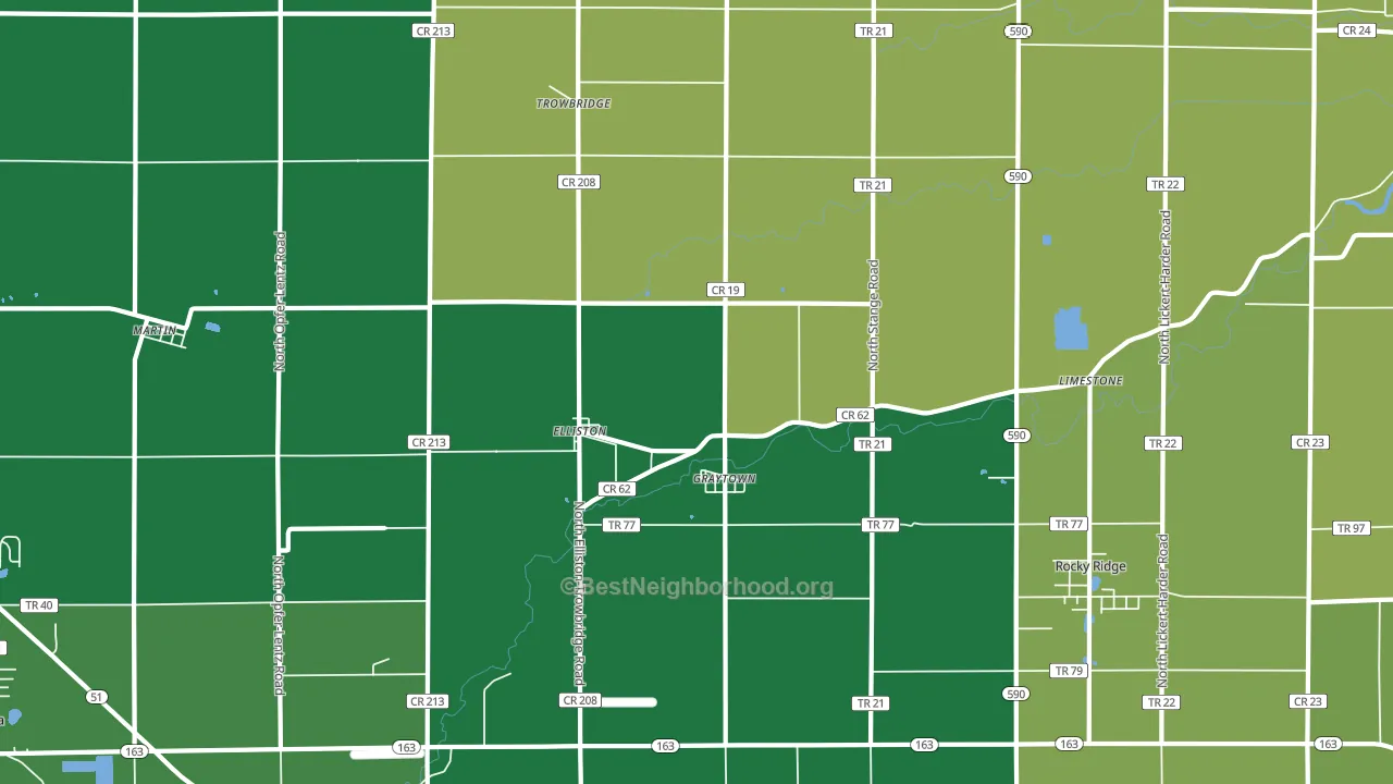 Graytown, OH block-group voter-turnout map