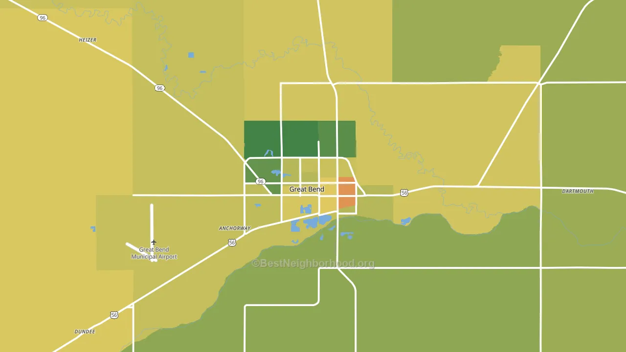 Great Bend, KS block-group voter-turnout map