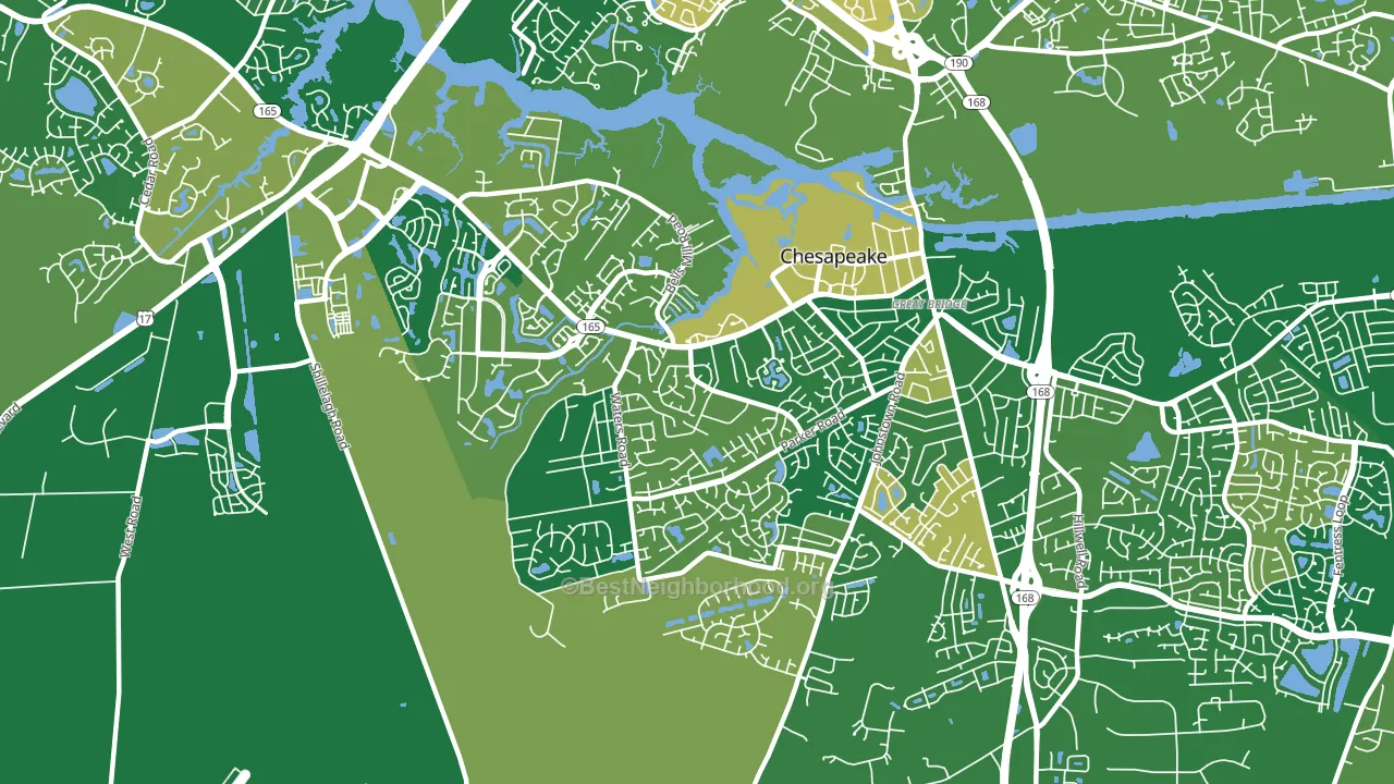 Great Bridge, Chesapeake, VA block-group voter-turnout map