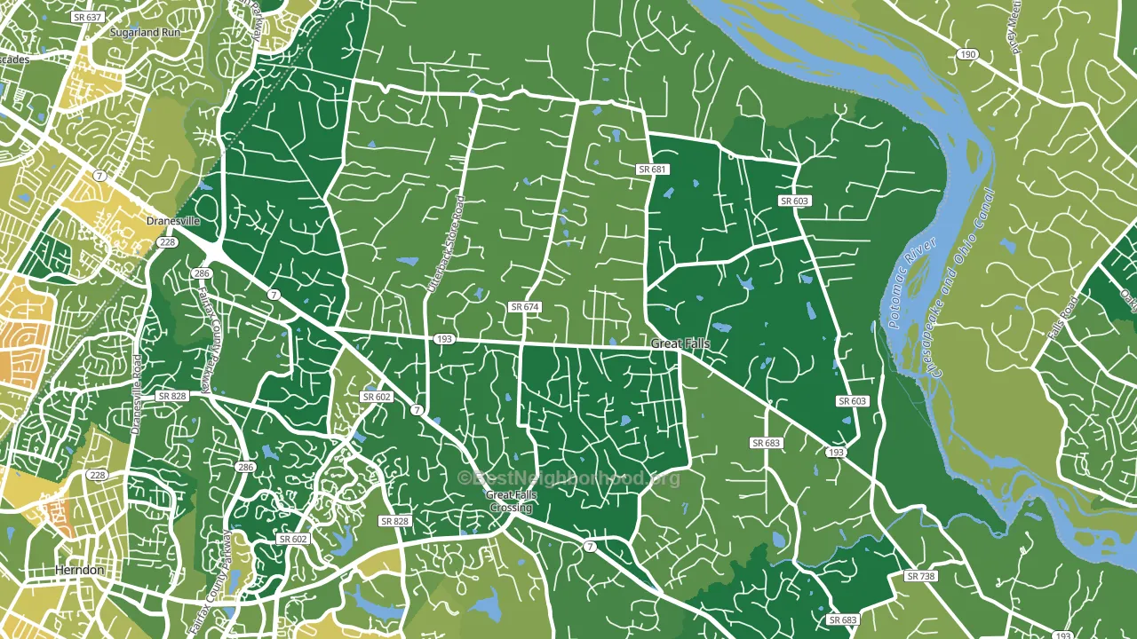 Great Falls, VA block-group voter-turnout map