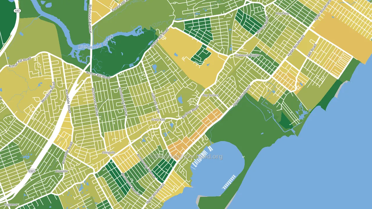 Great Kills, Staten Island, NY block-group voter-turnout map