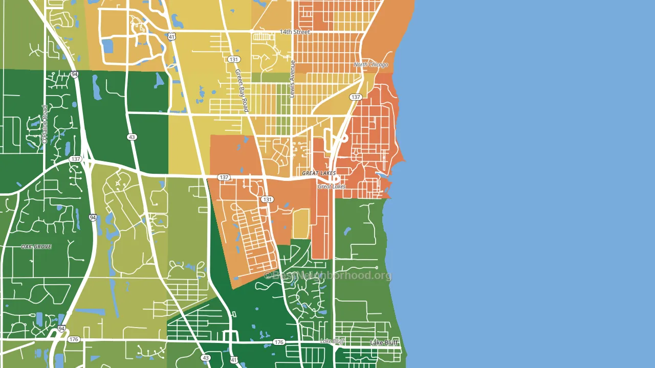 Great Lakes, IL block-group voter-turnout map