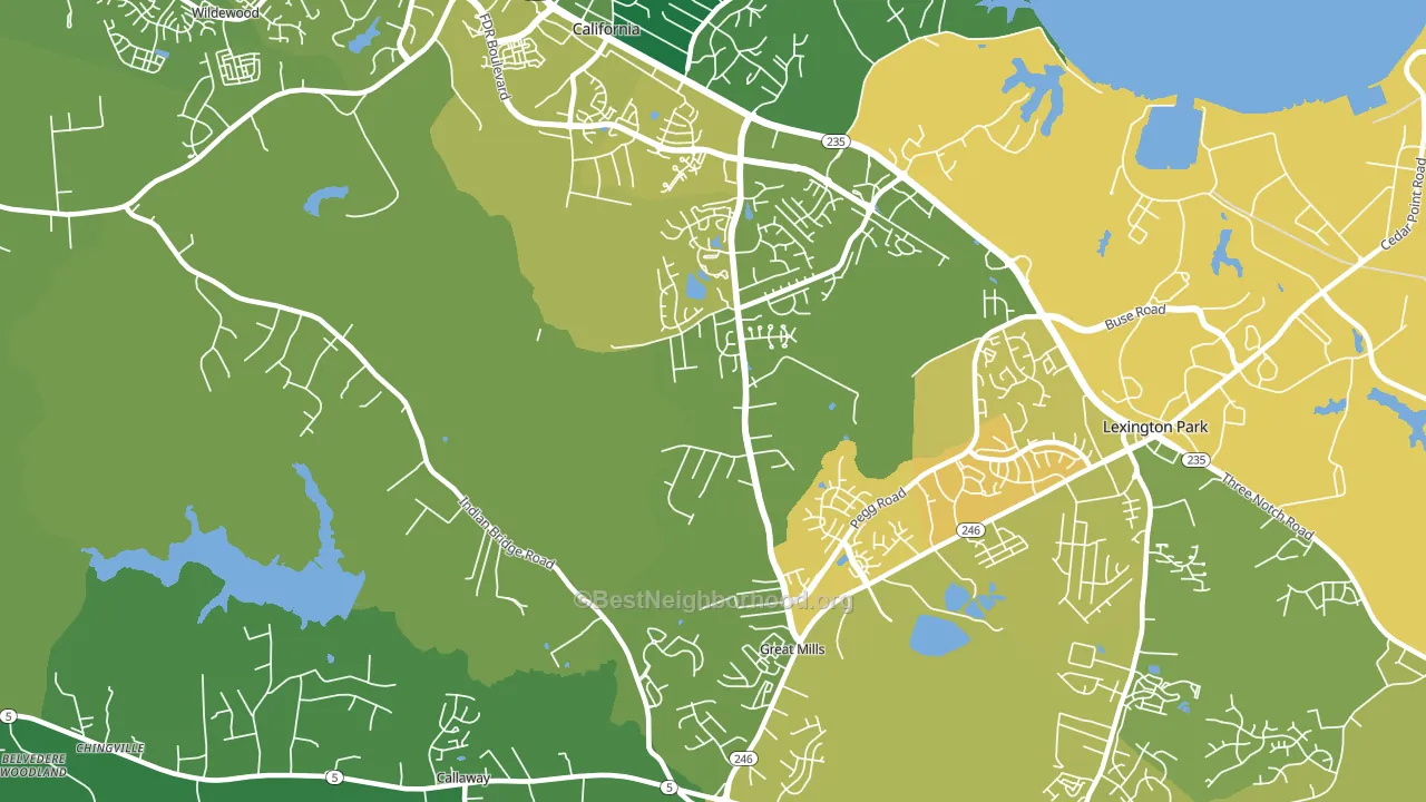 Great Mills, MD block-group voter-turnout map