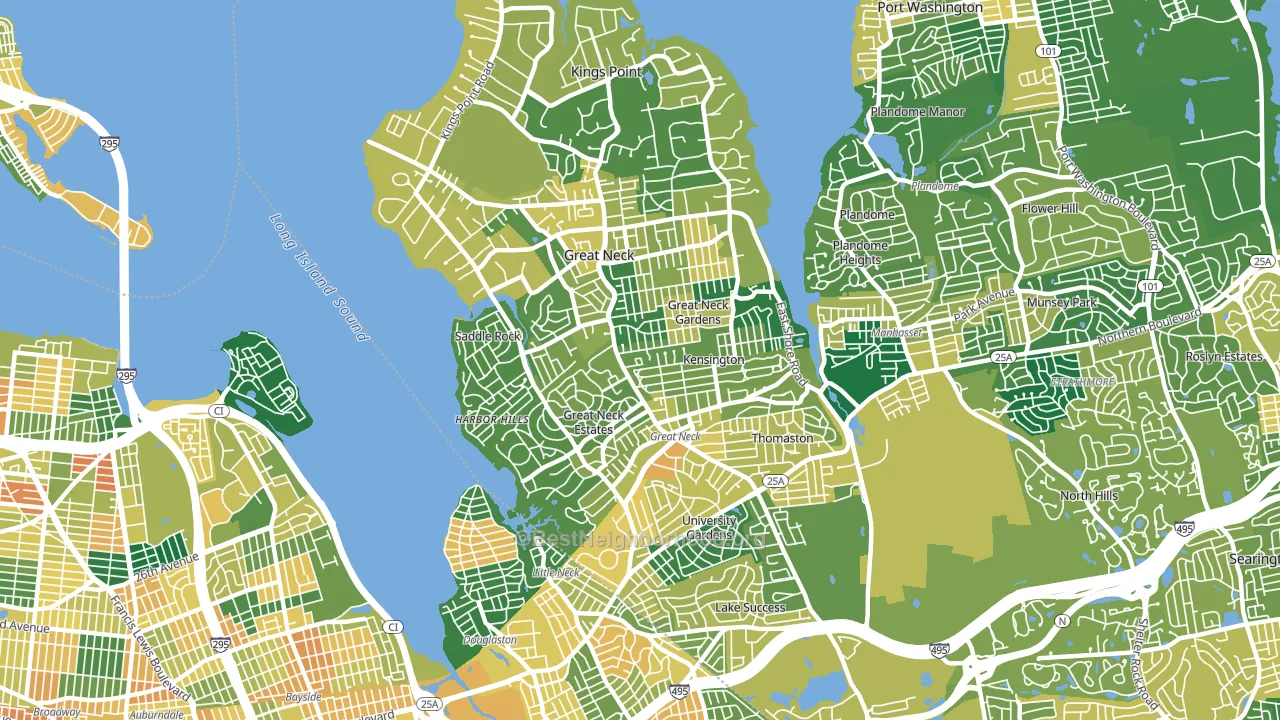 Great Neck, NY block-group voter-turnout map