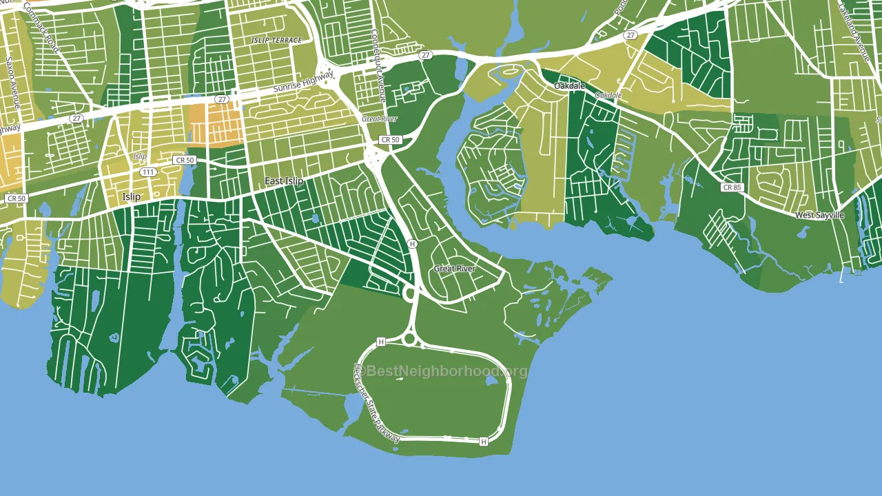 Great River, NY block-group voter-turnout map