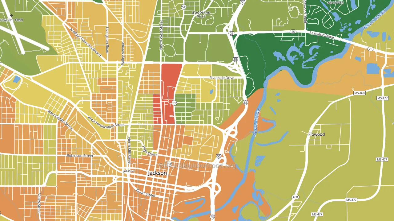 Greater Belhaven, Jackson, MS block-group voter-turnout map