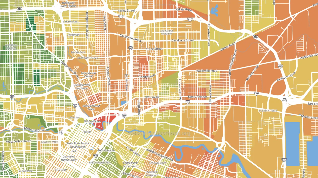 Greater Fifth Ward, Houston, TX block-group voter-turnout map