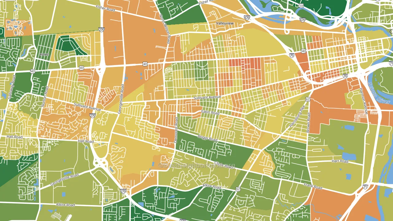 Greater Hilltop, Columbus, OH block-group voter-turnout map