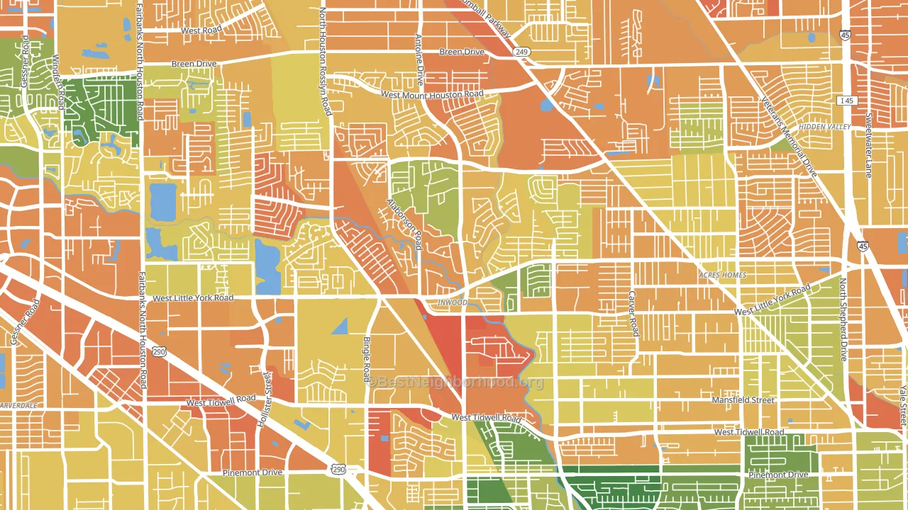 Greater Inwood, Houston, TX block-group voter-turnout map