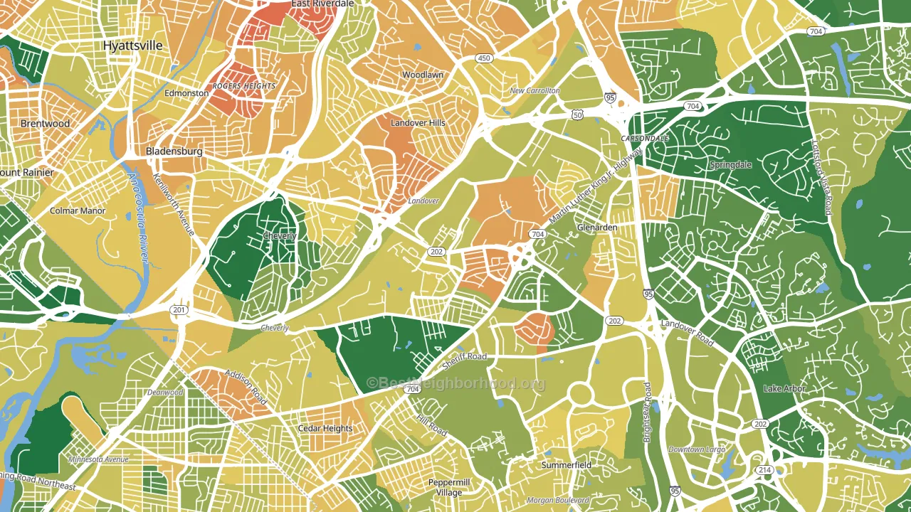 Greater Landover, Landover, MD block-group voter-turnout map