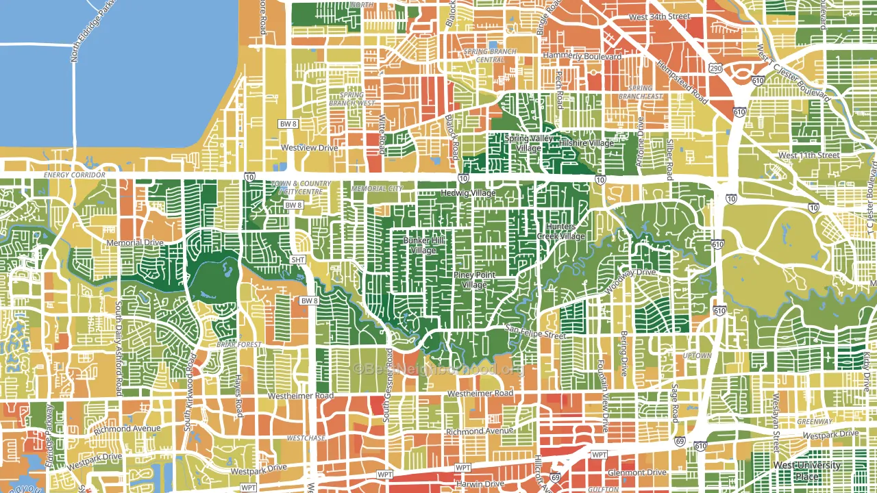 Greater Memorial, Houston, TX block-group voter-turnout map